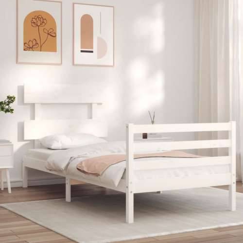 Okvir kreveta s uzglavljem bijeli za jednu osobu masivno drvo Cijena