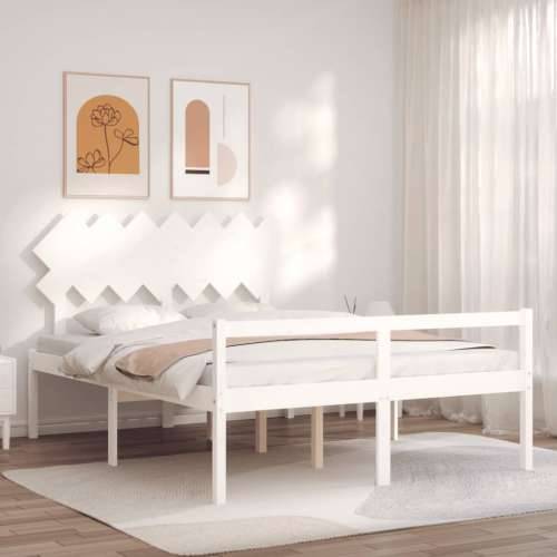 Krevet za starije s uzglavljem bijeli 140x200 cm masivnog drva Cijena