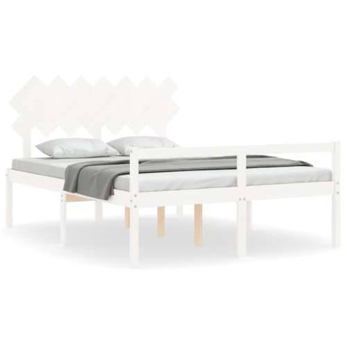 Krevet za starije s uzglavljem bijeli 140x200 cm masivnog drva Cijena