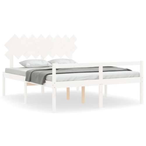 Krevet za starije s uzglavljem bijeli 160x200 cm masivnog drva Cijena