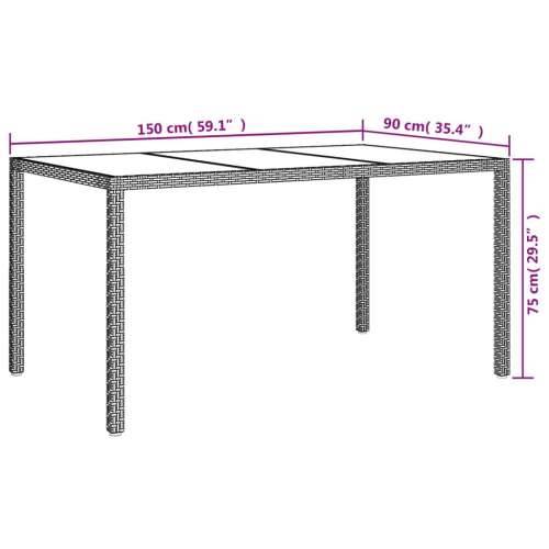 Vrtna garnitura - 7-dijelni vrtni blagovaonski set s jastucima crni od poliratana - Dužina stola 150 cm 6 Cijena