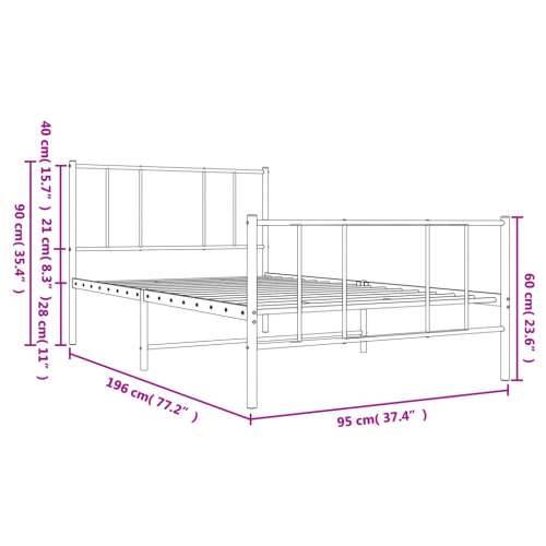 Metalni okvir kreveta uzglavlje i podnožje bijeli 90x190 cm Cijena