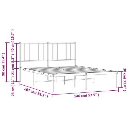 Metalni okvir za krevet s uzglavljem crni 140x200 cm Cijena