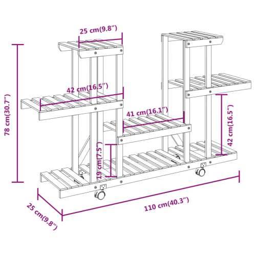 Stalak za cvijeće s kotačima 110x25x78 cm od masivne jelovine Cijena