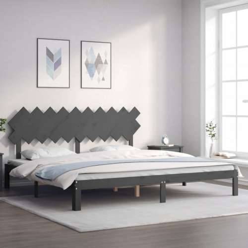 Okvir za krevet s uzglavljem sivi 200 x 200 cm od masivnog drva - Siva 200 x 200 cm Cijena