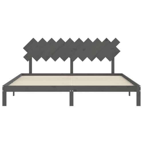 Okvir za krevet s uzglavljem sivi 200 x 200 cm od masivnog drva - Siva 200 x 200 cm Cijena