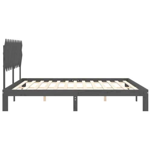 Okvir za krevet s uzglavljem sivi 200 x 200 cm od masivnog drva - Siva 200 x 200 cm Cijena