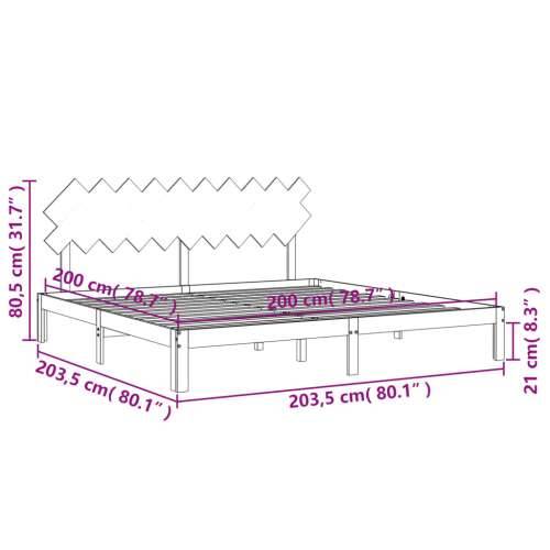 Okvir za krevet s uzglavljem sivi 200 x 200 cm od masivnog drva - Siva 200 x 200 cm Cijena