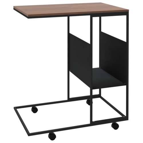 Bočni stolić s kotačima crni 55x36x63,5 cm konstruirano drvo - Crna i smeđa 1 63.5 cm s kotačima Cijena