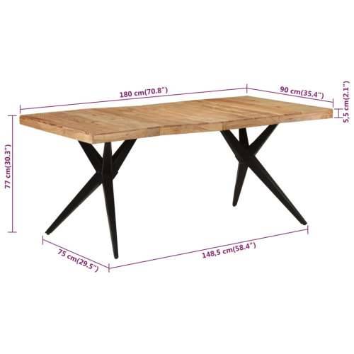 Blagovaonski stol crni 180x90x77 cm od masivnog bagremovog drva  - Crna 180 x 90 x 77 cm 1 Masivno bagremovo drvo Cijena