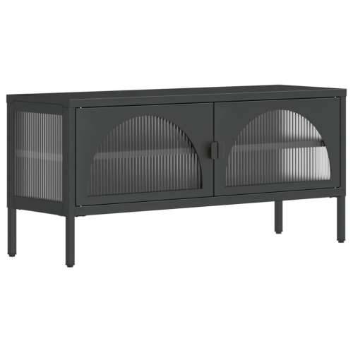 TV ormarić crni 105 x 35 x 50 cm od stakla i čelika Cijena