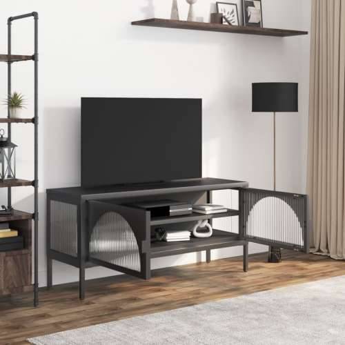 TV ormarić crni 105 x 35 x 50 cm od stakla i čelika Cijena