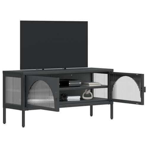 TV ormarić crni 105 x 35 x 50 cm od stakla i čelika Cijena