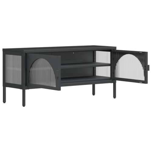 TV ormarić crni 105 x 35 x 50 cm od stakla i čelika Cijena