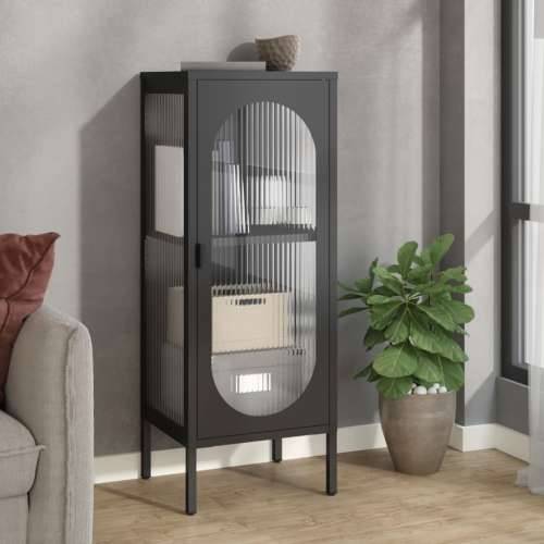 Komoda crna 40 x 35 x 105 cm od stakla i čelika Cijena