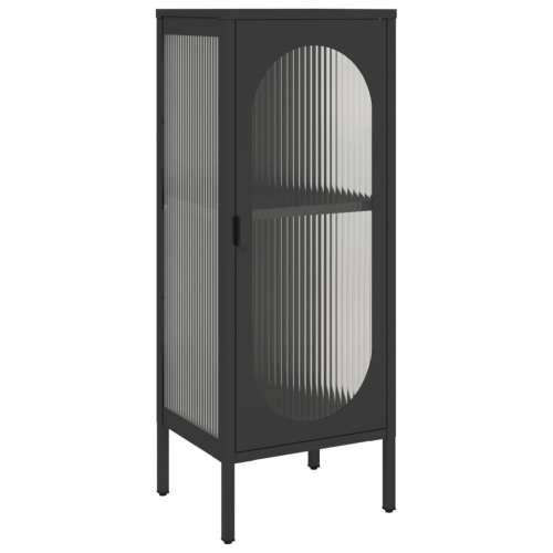 Komoda crna 40 x 35 x 105 cm od stakla i čelika Cijena