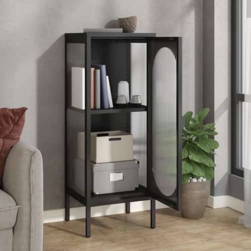 Komoda crna 40 x 35 x 105 cm od stakla i čelika Cijena