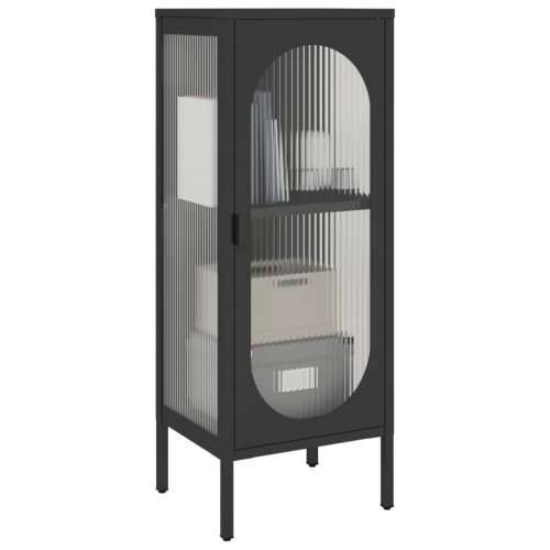 Komoda crna 40 x 35 x 105 cm od stakla i čelika Cijena