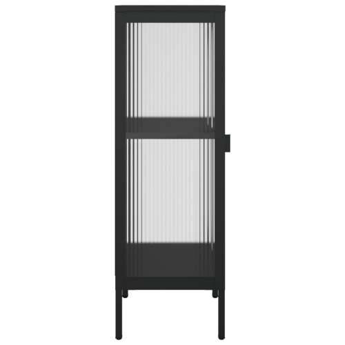 Komoda crna 40 x 35 x 105 cm od stakla i čelika Cijena