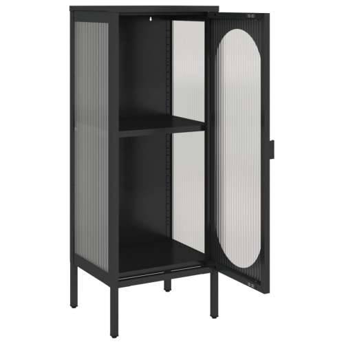 Komoda crna 40 x 35 x 105 cm od stakla i čelika Cijena