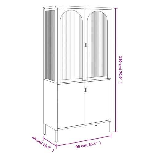Visoka komoda crna 90 x 40 x 180 cm od stakla i čelika Cijena