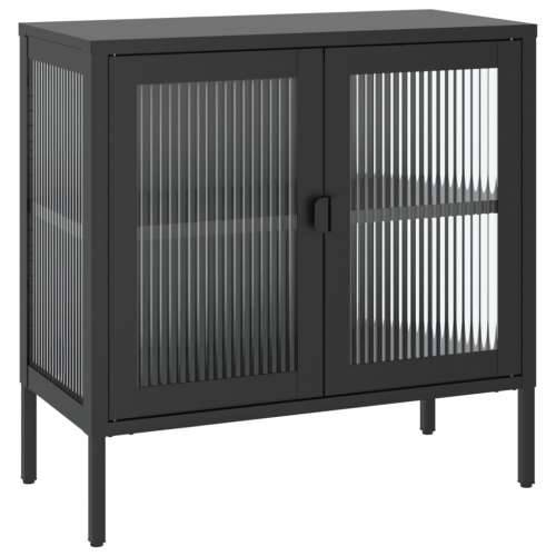 Komoda crna 70 x 35 x 70 cm od stakla i čelika Cijena