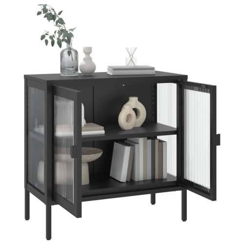 Komoda crna 70 x 35 x 70 cm od stakla i čelika Cijena