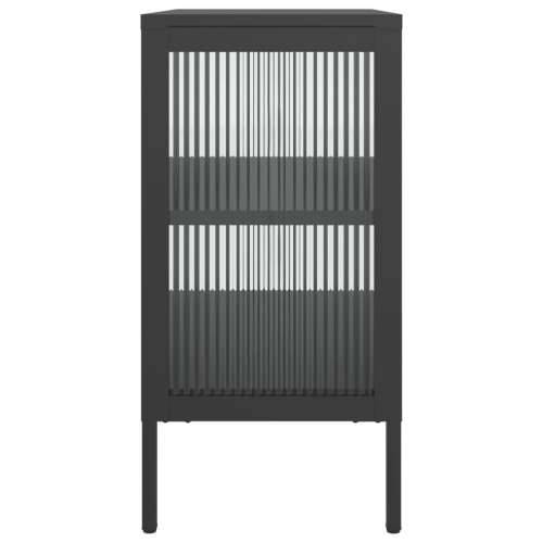 Komoda crna 70 x 35 x 70 cm od stakla i čelika Cijena