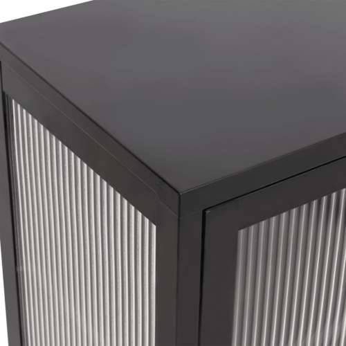 Komoda crna 70 x 35 x 70 cm od stakla i čelika Cijena