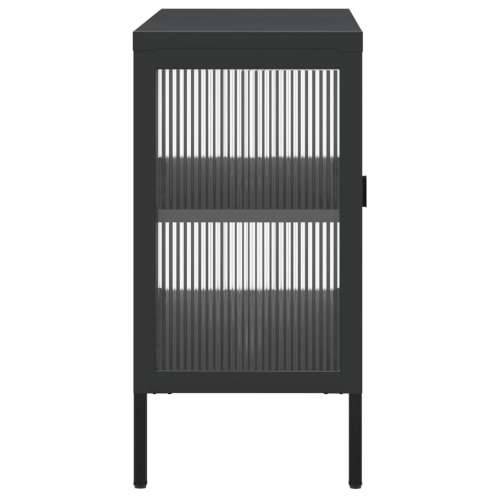 Komoda crna 105 x 35 x 70 cm od stakla i čelika Cijena