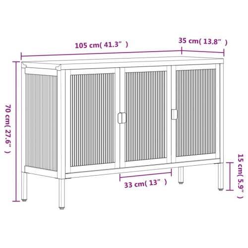 Komoda crna 105 x 35 x 70 cm od stakla i čelika Cijena