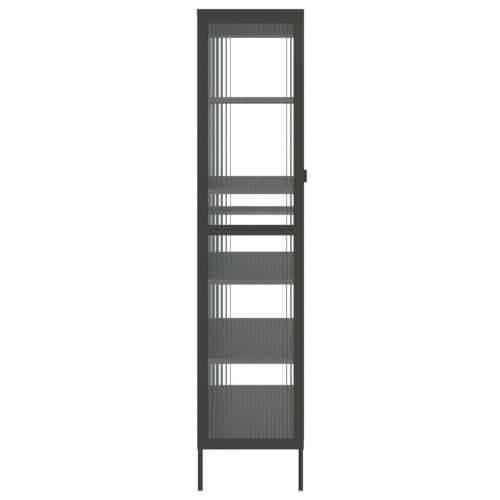 Visoka komoda crna 85 x 40 x 180 cm od stakla i čelika Cijena