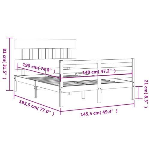 Okvir kreveta s uzglavljem bijeli 140 x 190 cm od masivnog drva Cijena