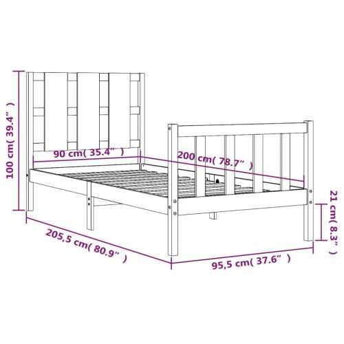 Okvir kreveta bez madraca 90 x 200 cm od masivne borovine - Prirodna 90 x 200 cm Cijena