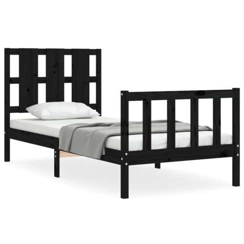 Okvir za krevet s uzglavljem crna 100x200 cm od masivnog drva - Crna 100 x 200 cm Cijena