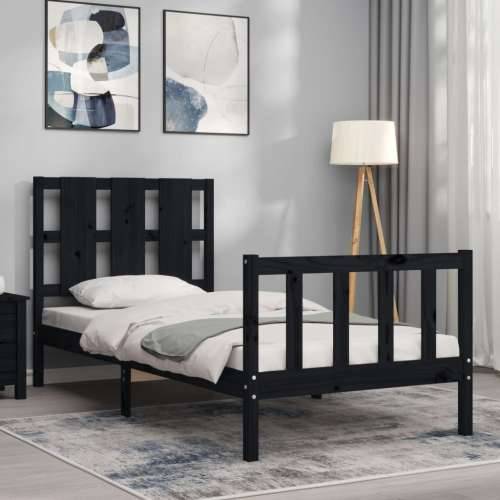Okvir za krevet s uzglavljem crna 100x200 cm od masivnog drva - Crna 100 x 200 cm Cijena