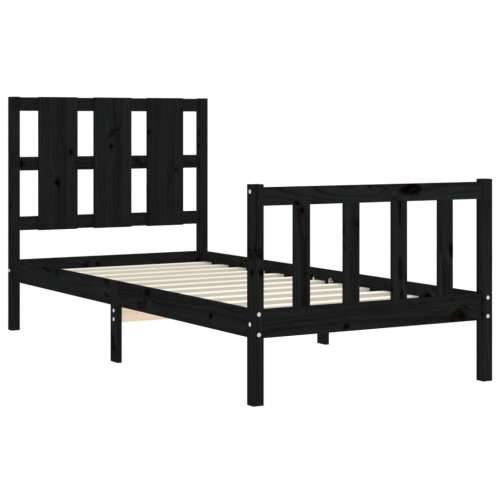 Okvir za krevet s uzglavljem crna 100x200 cm od masivnog drva - Crna 100 x 200 cm Cijena