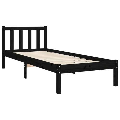 Okvir za krevet s uzglavljem crna 100x200 cm od masivnog drva - Crna 100 x 200 cm Cijena