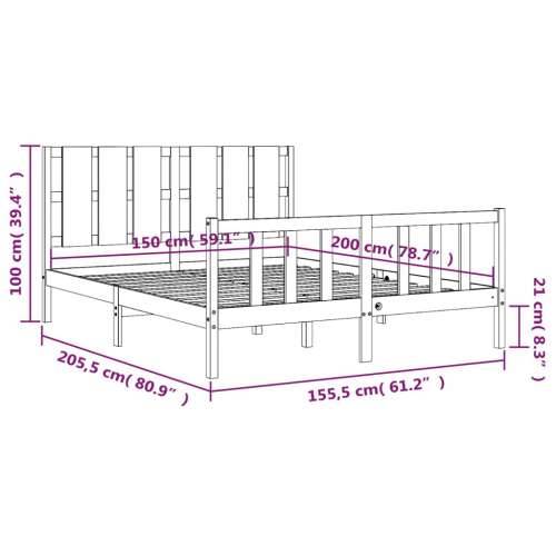 Okvir kreveta s uzglavljem bijeli bračni od masivnog drva - Bijela 150 x 200 cm Cijena