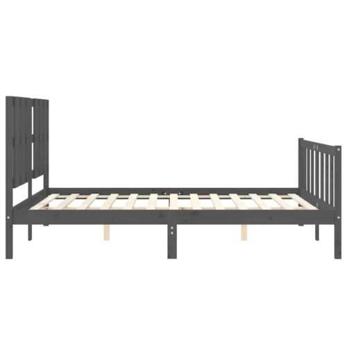 Okvir kreveta s uzglavljem sivi veliki bračni od masivnog drva - Siva 150 x 200 cm Cijena