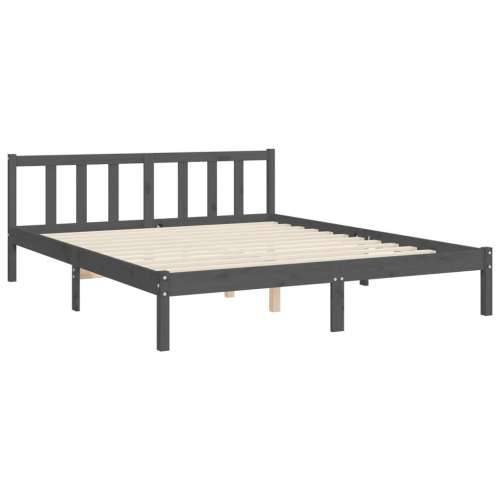Okvir kreveta s uzglavljem sivi veliki bračni od masivnog drva - Siva 150 x 200 cm Cijena