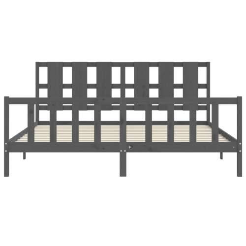 Okvir za krevet s uzglavljem sivi 200 x 200 cm od masivnog drva - Siva 200 x 200 cm Cijena