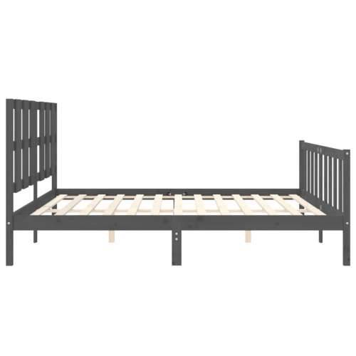 Okvir za krevet s uzglavljem sivi 200 x 200 cm od masivnog drva - Siva 200 x 200 cm Cijena