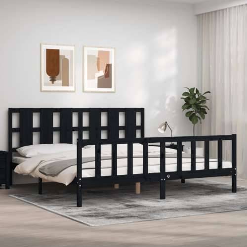 Okvir za krevet s uzglavljem crni 200 x 200 cm od masivnog drva - Crna 200 x 200 cm Cijena
