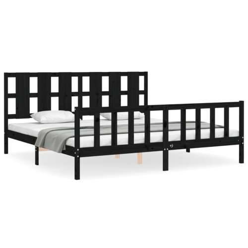 Okvir za krevet s uzglavljem crni 200 x 200 cm od masivnog drva - Crna 200 x 200 cm Cijena