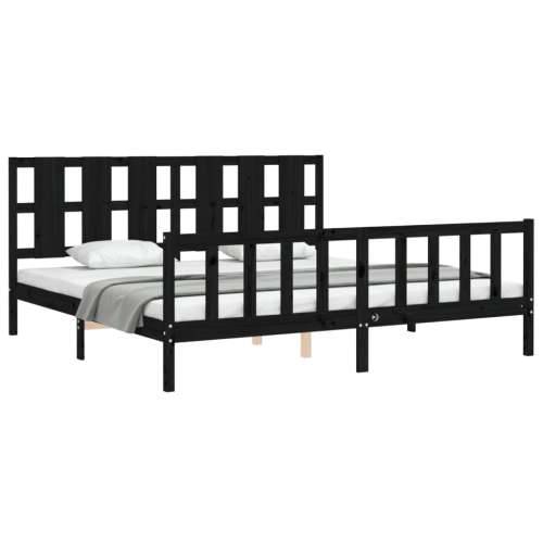 Okvir za krevet s uzglavljem crni 200 x 200 cm od masivnog drva - Crna 200 x 200 cm Cijena