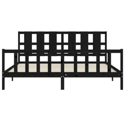 Okvir za krevet s uzglavljem crni 200 x 200 cm od masivnog drva - Crna 200 x 200 cm Cijena