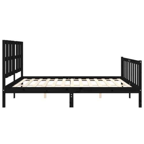 Okvir za krevet s uzglavljem crni 200 x 200 cm od masivnog drva - Crna 200 x 200 cm Cijena
