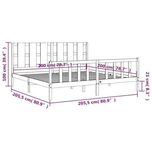 Okvir za krevet s uzglavljem crni 200 x 200 cm od masivnog drva - Crna 200 x 200 cm Cijena
