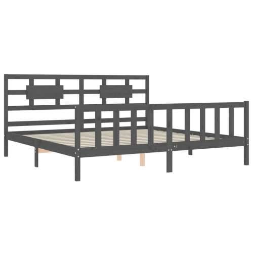 Okvir za krevet s uzglavljem sivi 200 x 200 cm od masivnog drva - Siva 200 x 200 cm Cijena